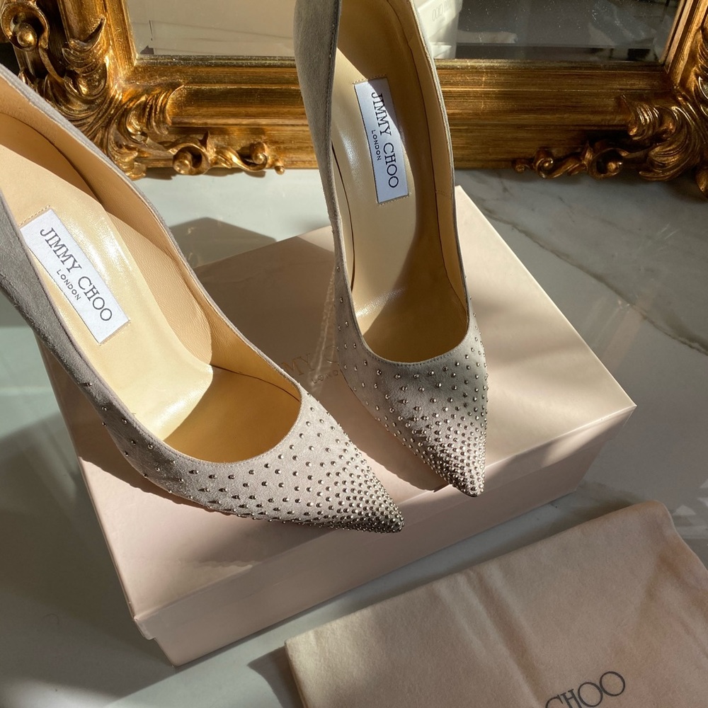 Jimmy choo grey suede pumps